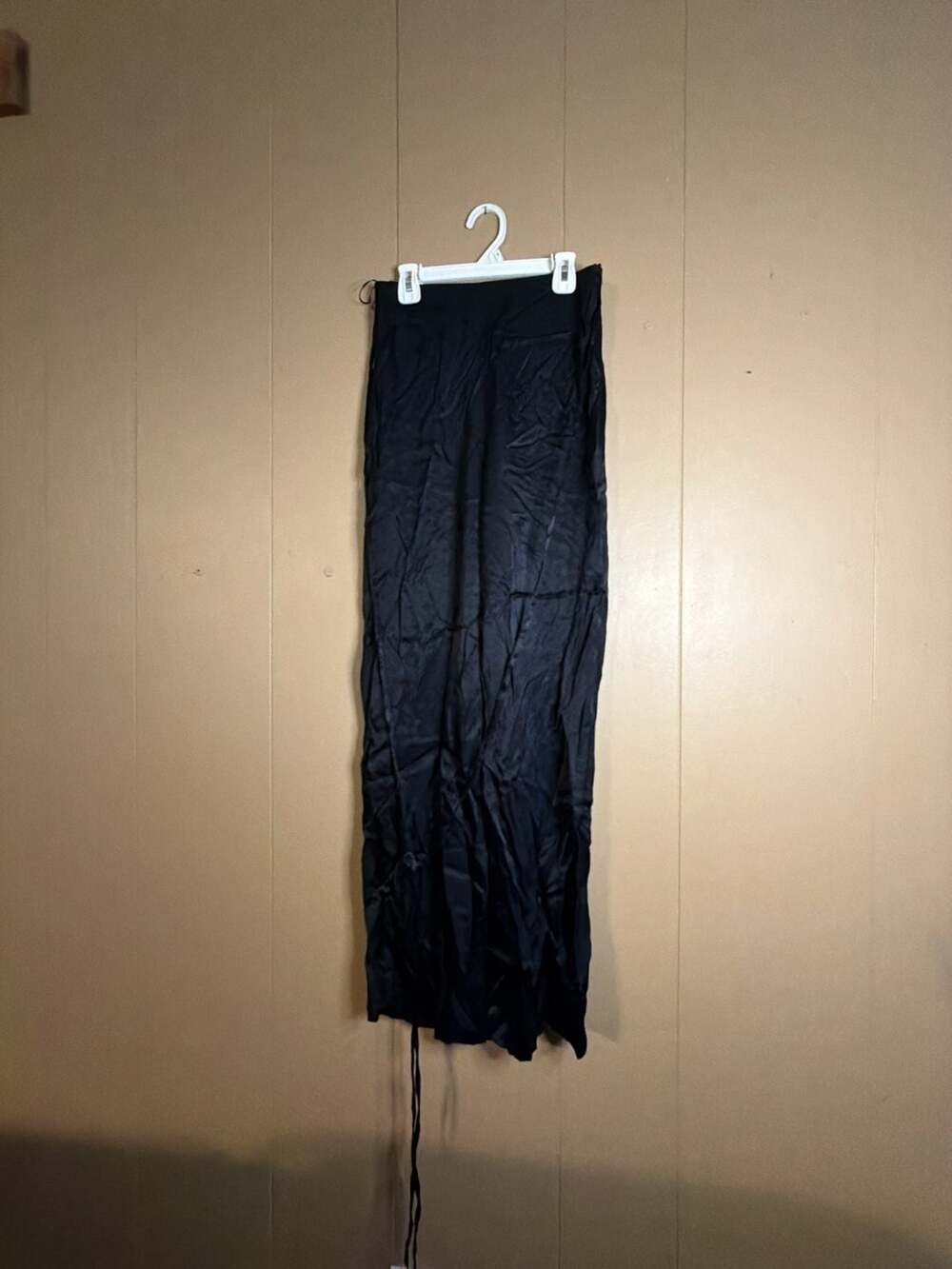 Zara Women's Black Satin Wide Leg Pull-On Lounge Pants
